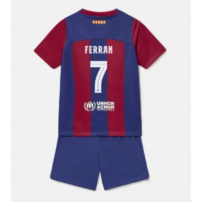 Maillot de foot Barcelona Ferran Torres #7 Domicile enfant 2023-24 Manches Courte (+ pantalon court)